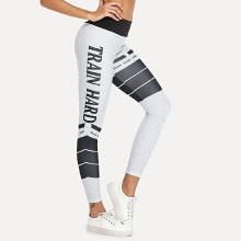 Shein Letter Print Polka Dot Leggings