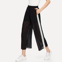 Shein Tape Side Sheer Wide Leg Pants