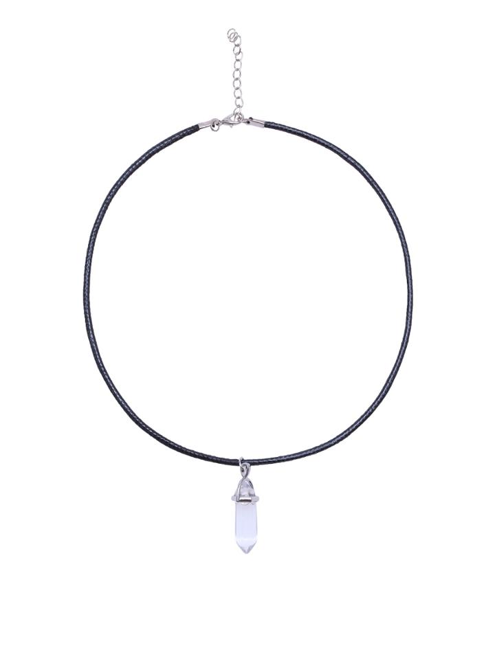 Shein Faux Gemstone Pendant Rope Necklace
