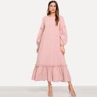 Shein Lantern Sleeve Frill Trim Dress