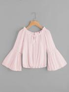 Shein Lace Panel Frill Trim Fluted Sleeve Top