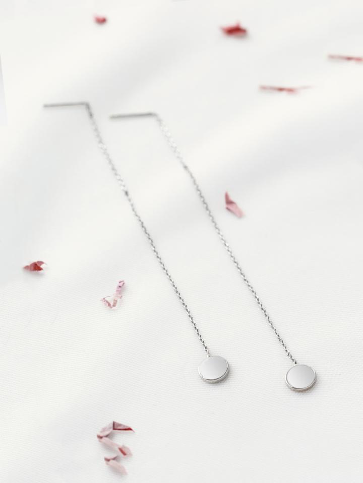 Shein Silver Chain Strand Drop Earrings