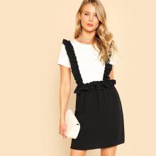 Shein Two Tone Ruffle Embellished 2 In 1 Dress