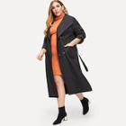 Shein Plus Double Breasted Belted Trench Coat