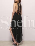 Shein Black U Neck Hollow Back Irregular Dress