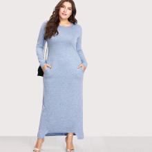 Shein Plus Dual Pocket Dip Hem Dress