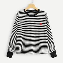 Shein Plus Striped Drop Shoulder Tee