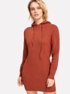 Shein Rib Knit Hooded Sweater Dress