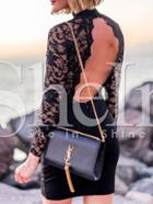 Shein Black Backless Lace Bodycon Dress