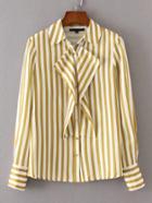 Shein Jabot Detail Striped Blouse