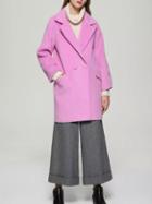 Shein Rose Red Lapel Double Breasted Pockets Long Coat