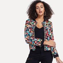 Shein Botanical Print Baseball Jacket