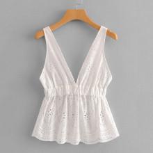 Shein Eyelet Embroidered Pep Hem Top