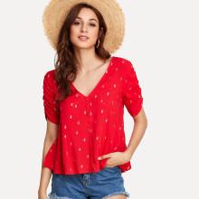 Shein Polka Dot V Neck Top