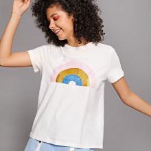 Shein Rainbow Print T-shirt