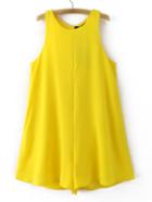 Shein Yellow Sleeveless Cutout Back Chiffon Siamese Trousers