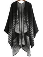 Shein Black Houndstooth Print Loose Cape
