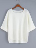 Shein White Bell Sleeve Dip Hem Sweater