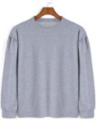 Shein Grey Round Neck Long Sleeve Loose Sweatshirt