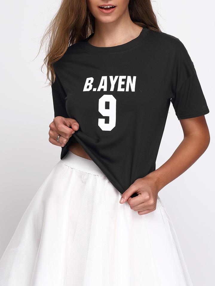 Shein Letter And Number Print T-shirt