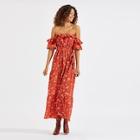 Shein Ruffle Off Shoulder Botanical Dress