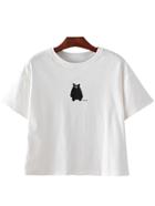Shein White Short Sleeve Cartoon Printed T-shirt