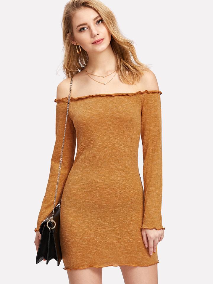 Shein Lettuce Edge Bardot Dress