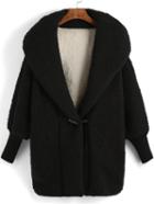 Shein Black Hooded Horns Deduction Loose Coat