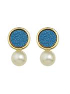 Shein Blue New Coming Imitation Pearl Small Stud Earrings