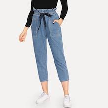 Shein Ruffle Waist Drawstring Jeans