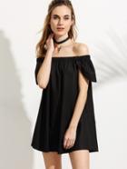 Shein Black Off The Shoulder Cape Sleeve Dress