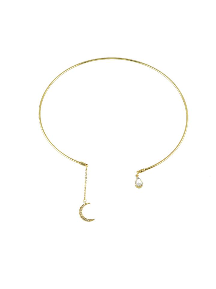 Shein Gold Color Moon Pendant Tattoo Cuff Collar Necklaces
