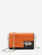 Shein Contrast Pu Flap Crossbody Bag