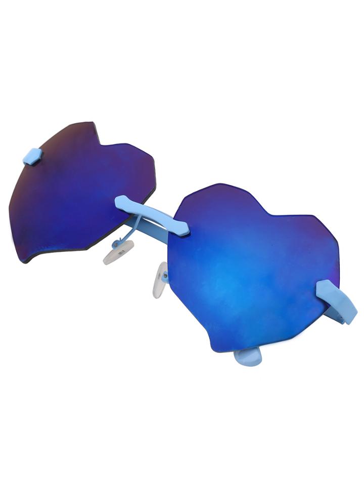 Shein Sky Blue Heart Rimless Sunglasses