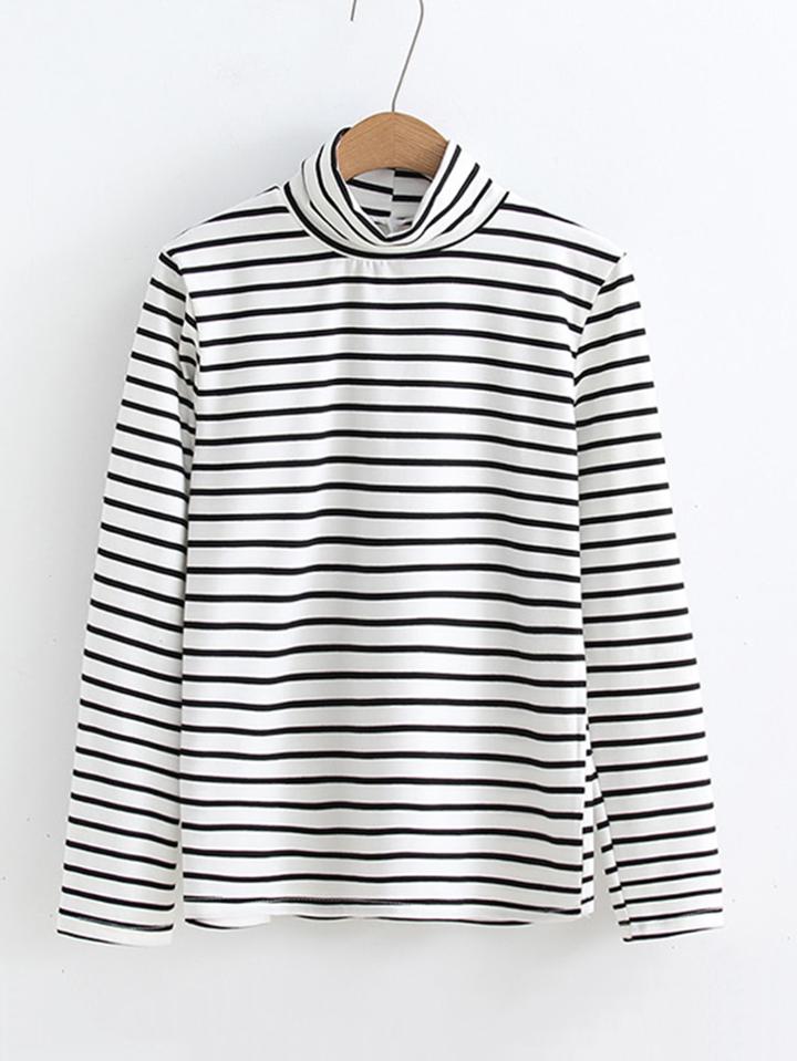 Shein Turtleneck Striped Tee