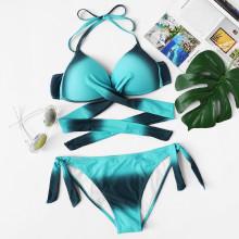 Shein Plus Wrap Halter Bikini Set