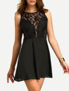 Shein V Cut Back Lace Insert A-line Dress