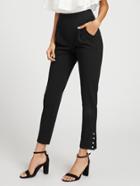 Shein Pearl Button Hem Tailored Pants
