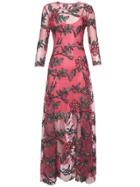 Shein Leaves Gauze Embroidered Long Dress
