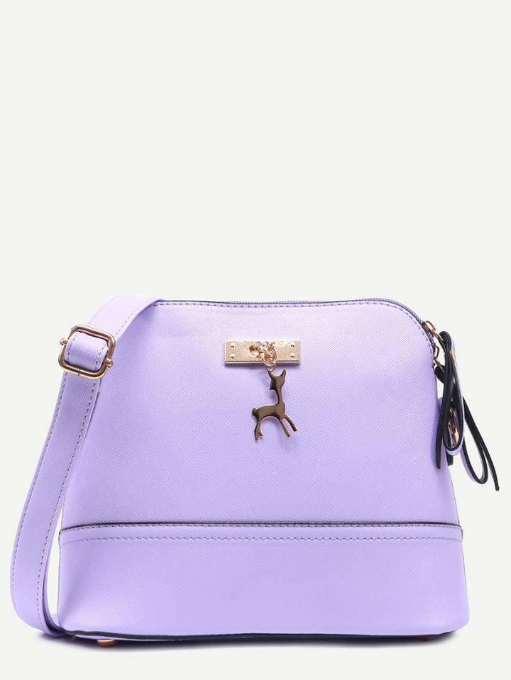 Shein Purple Metal Deer Charm Embellished Dome Bag
