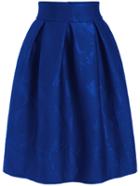 Shein Royal Blue Jacquard Flare Midi Skirt