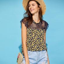 Shein Lace Shoulder Ditsy Top