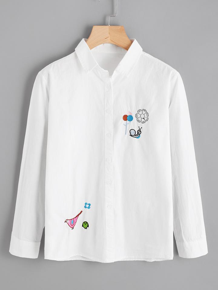 Shein Cartoon Snail Embroidery Blouse