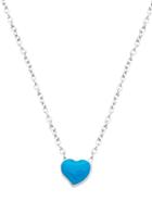 Shein Silver Plated Blue Heart Pendant Necklace