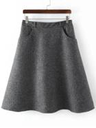 Shein Dark Grey Elastic Waist Pockets Skirt