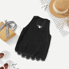 Shein Girls Tiered Laser Cut Hem Shell Top