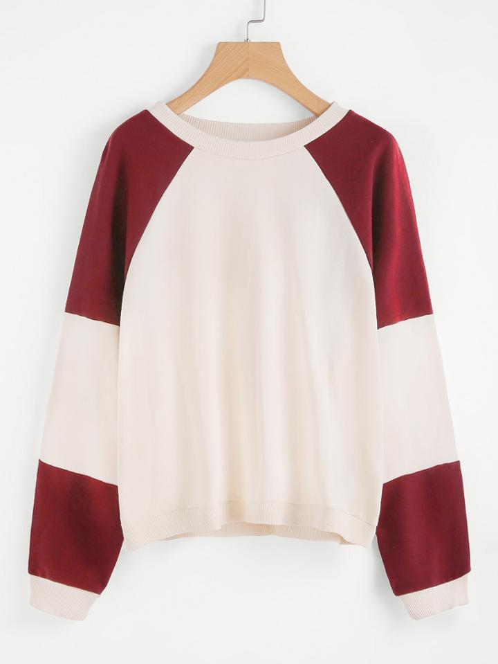Shein Raglan Sleeve Two Tone Sweatshirt