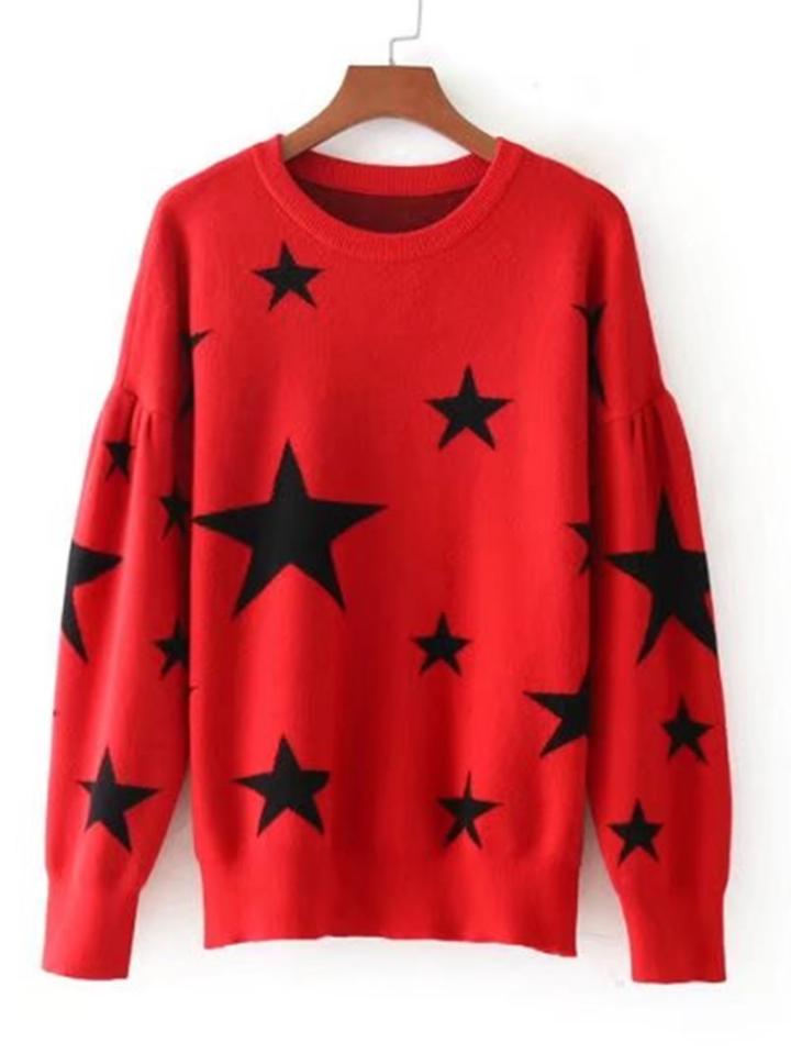 Shein Star Pattern Drop Shoulder Knitwear
