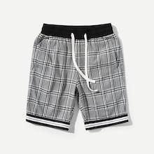 Shein Men Contrast Tape Plaid Shorts