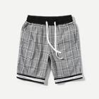 Shein Men Contrast Tape Plaid Shorts